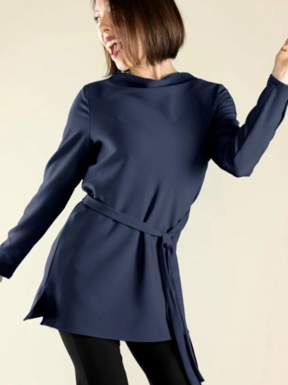 New Betabrand Navy Age-Defier Tunic Blouse Medium